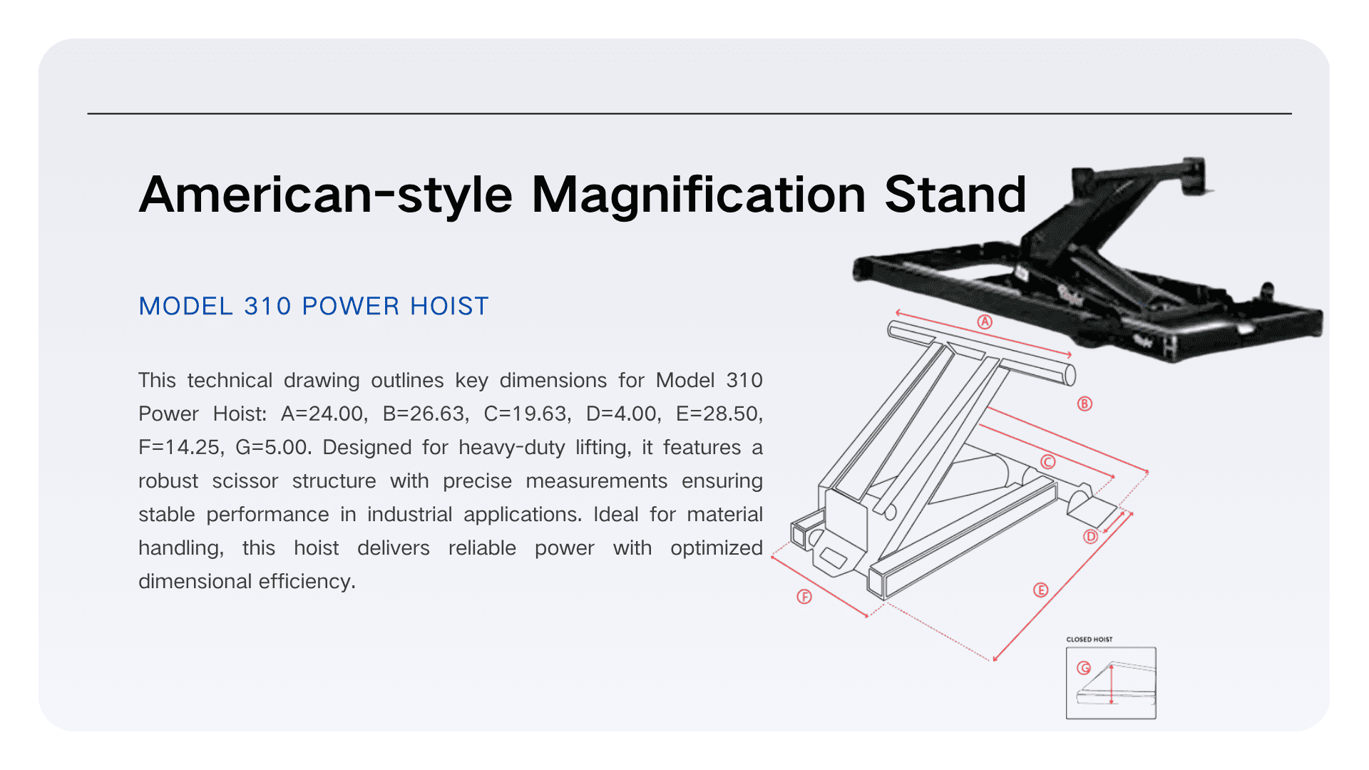 ​HCIC-310 American Power Hoist – โซลูชันการยกไฮดรอลิกแบบกำหนดเองสำหรับยานยนต์เพื่อการพาณิชย์ในอเมริกาเหนือ