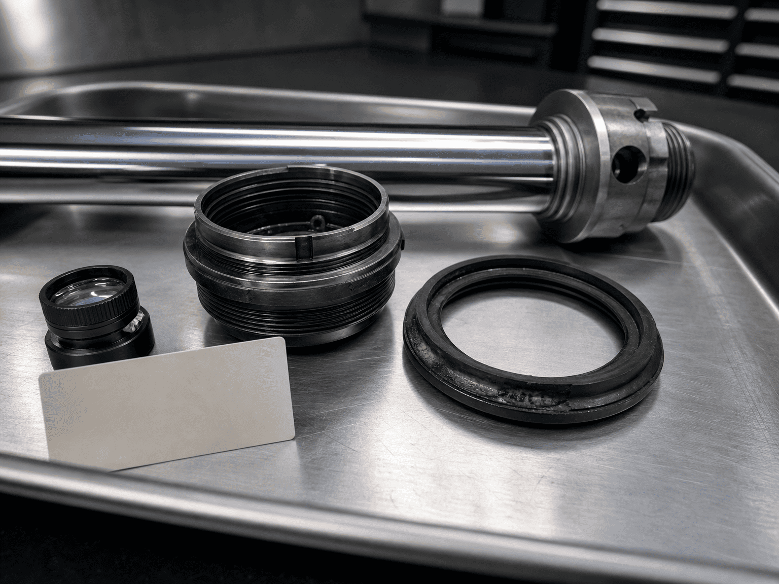 hydraulic cylinder seal with localized heat discoloration during dieseling failure analysis